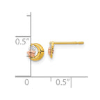 14k Yellow and Rose Gold Madi K CZ Moon and Star Childrens Post Earrings