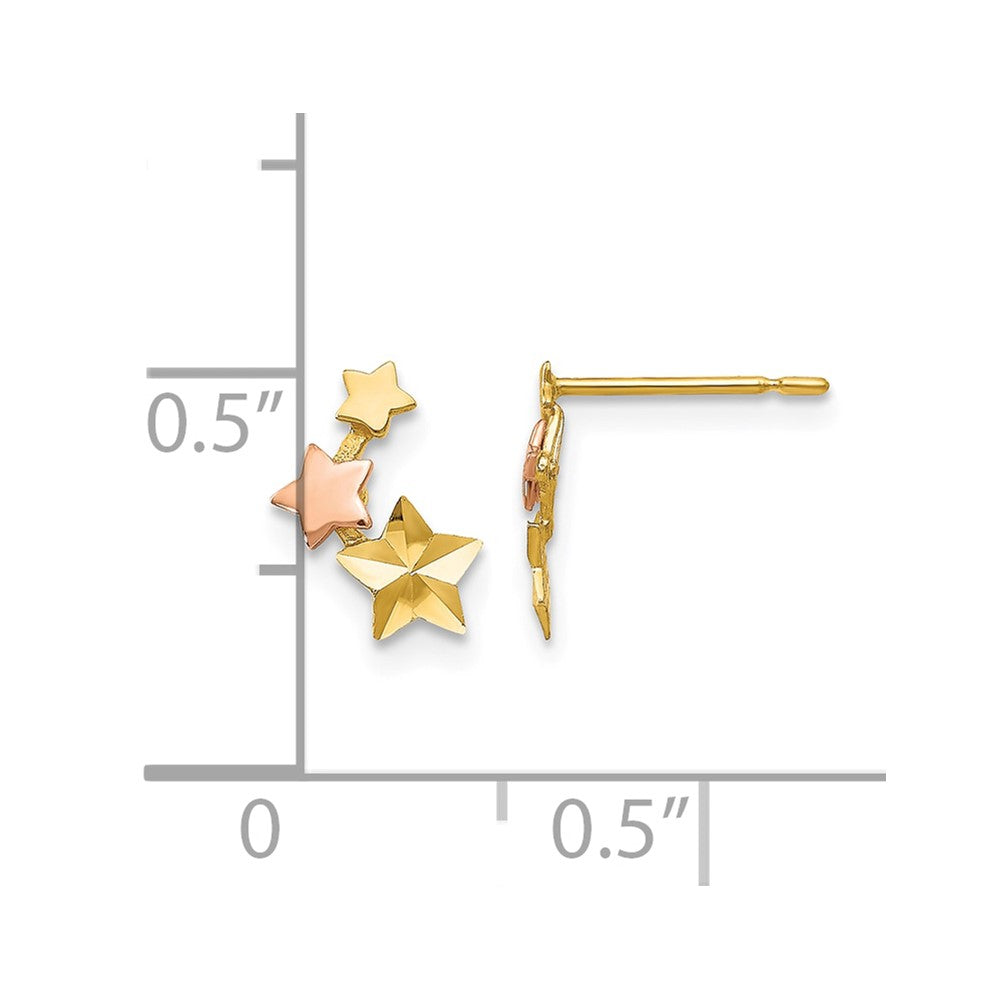 14k Yellow and Rose Gold Madi K Diamond-cut Star Childrens Post Earrings