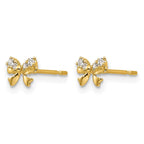 14k Madi K CZ Bow Childrens Post Earrings