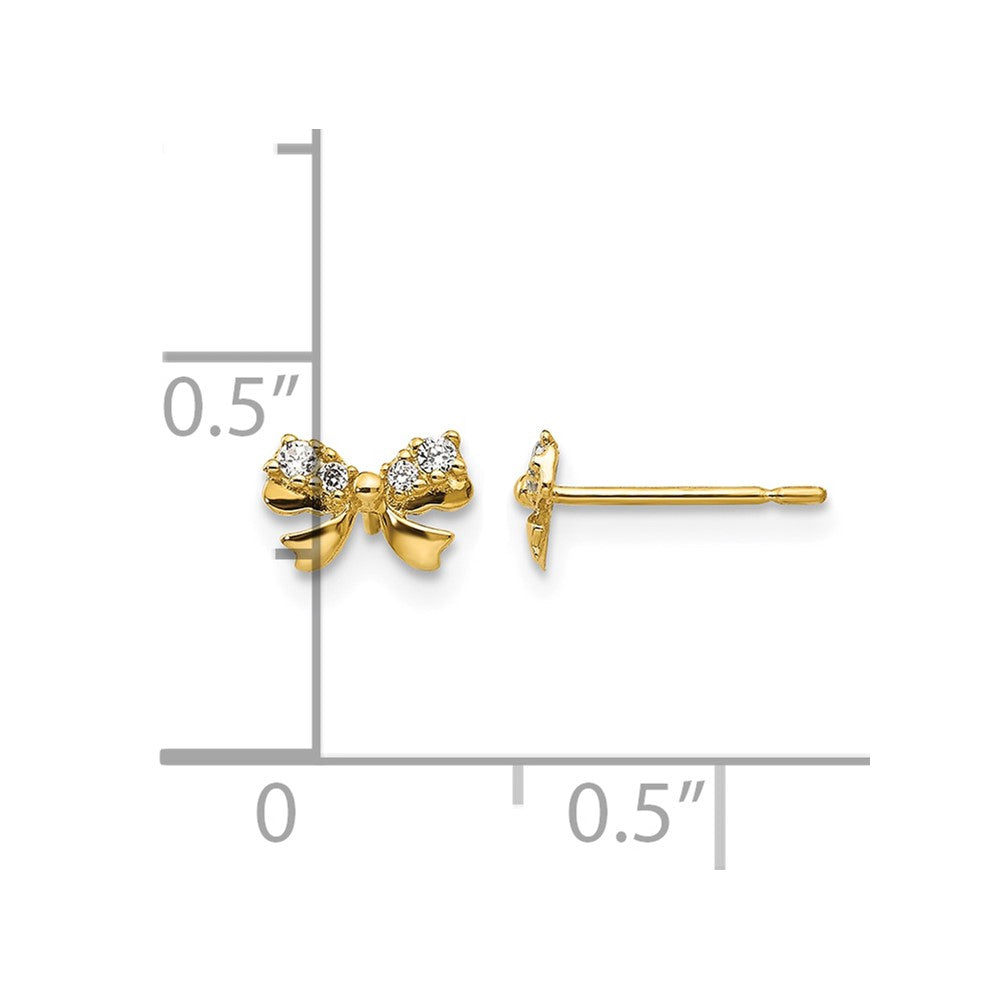 14k Madi K CZ Bow Childrens Post Earrings