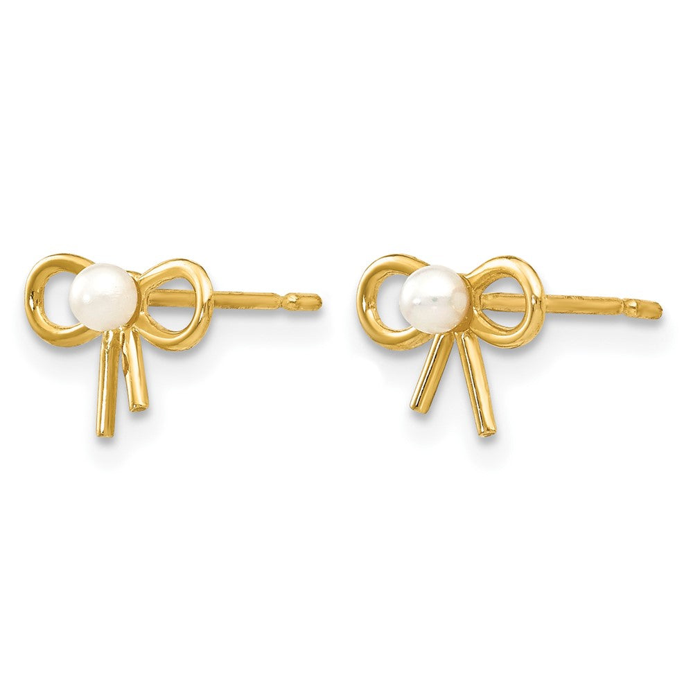 14k Madi K Freshwater Cultured Pearl Bow Childrens Post Earrings