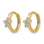 14k Madi K CZ Flower Childrens Hinged Hoop Earrings