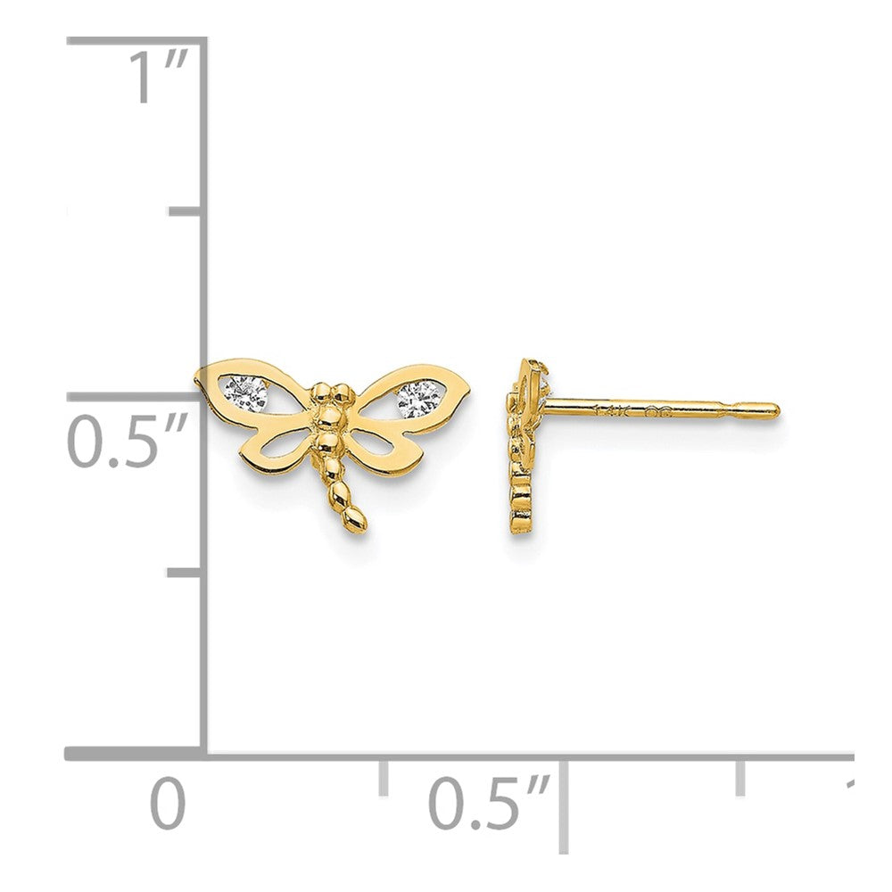 14k Madi K CZ Dragonfly Childrens Post Earrings