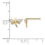 14k Madi K CZ Dragonfly Childrens Post Earrings