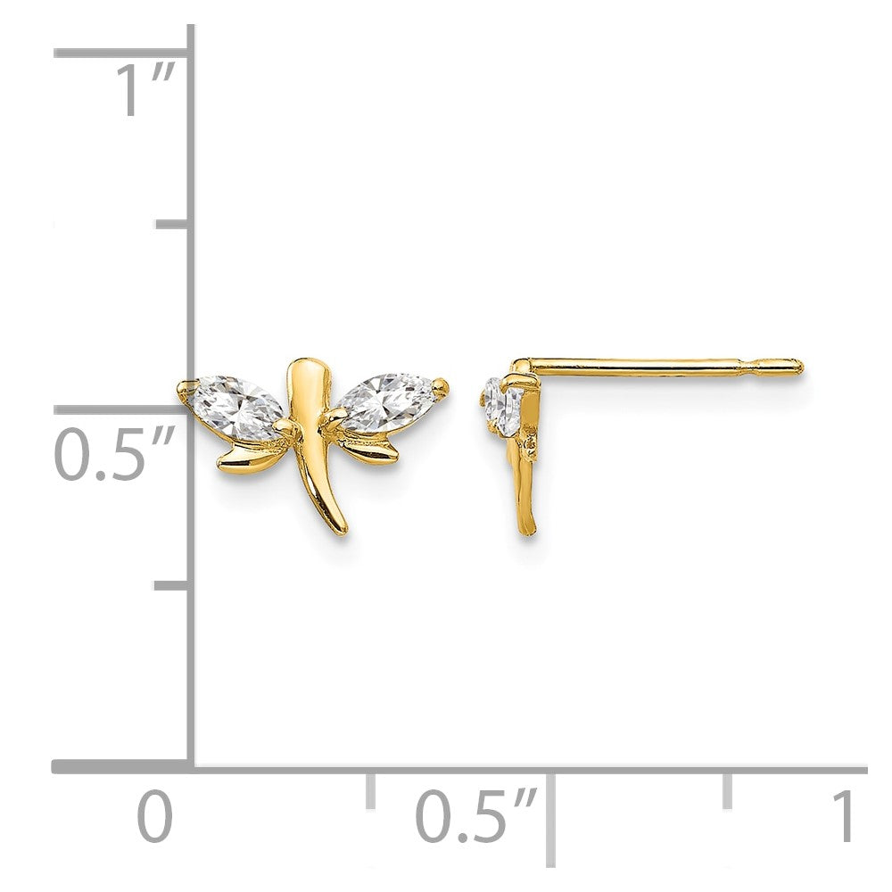 14k Madi K CZ Dragonfly Childrens Post Earrings