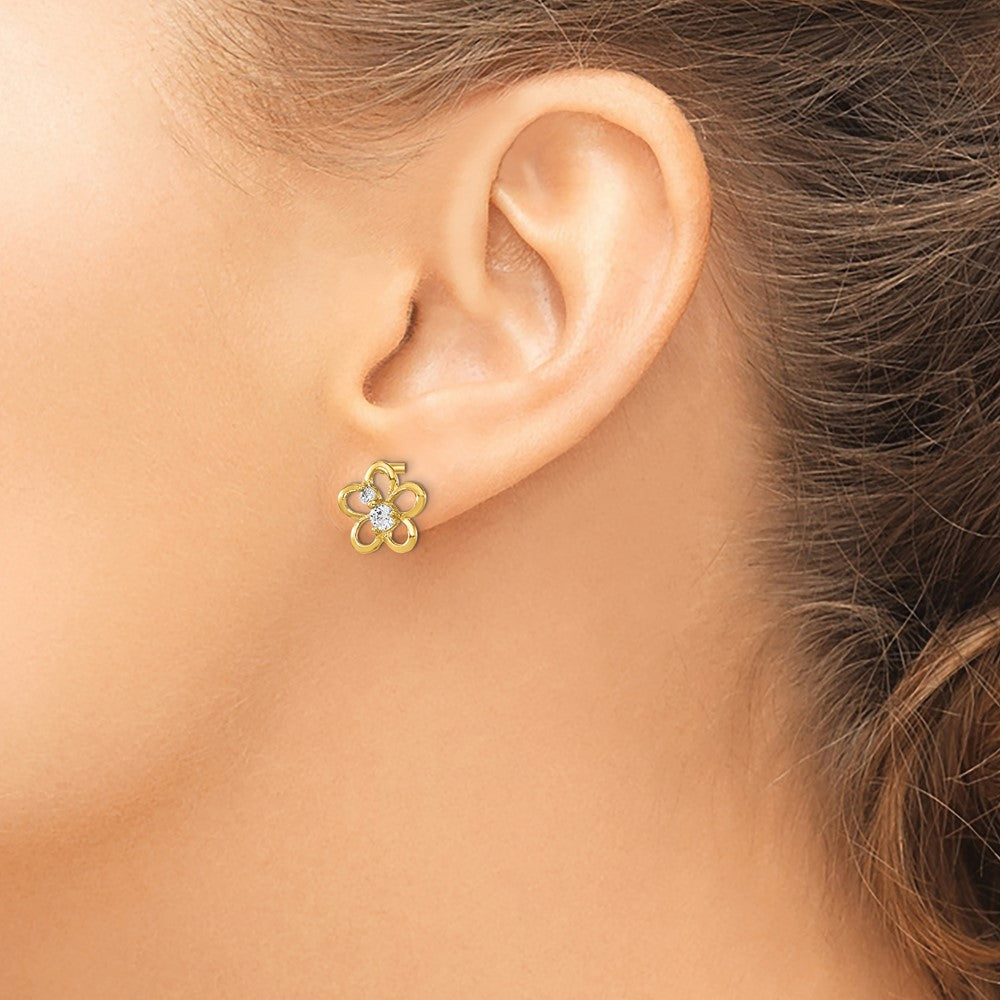 14k Madi K CZ Flower Childrens Post Earrings