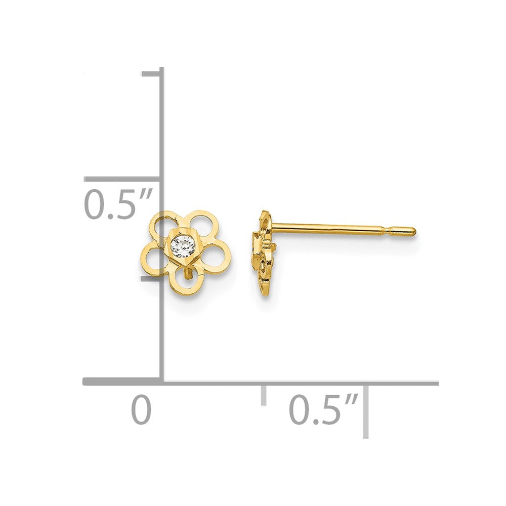 14k Madi K CZ Diamond-cut Flower Childrens Post Earrings