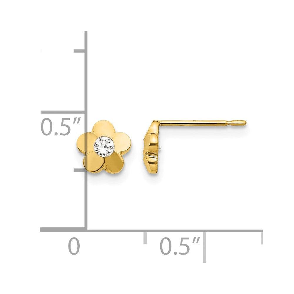 14k Madi K CZ Diamond-cut Flower Childrens Post Earrings