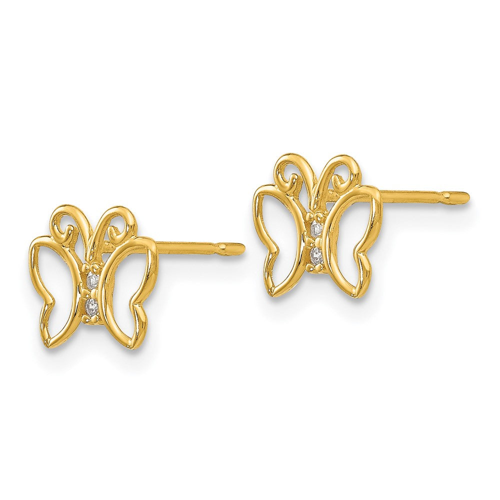14k Madi K CZ Butterfly Childrens Post Earrings