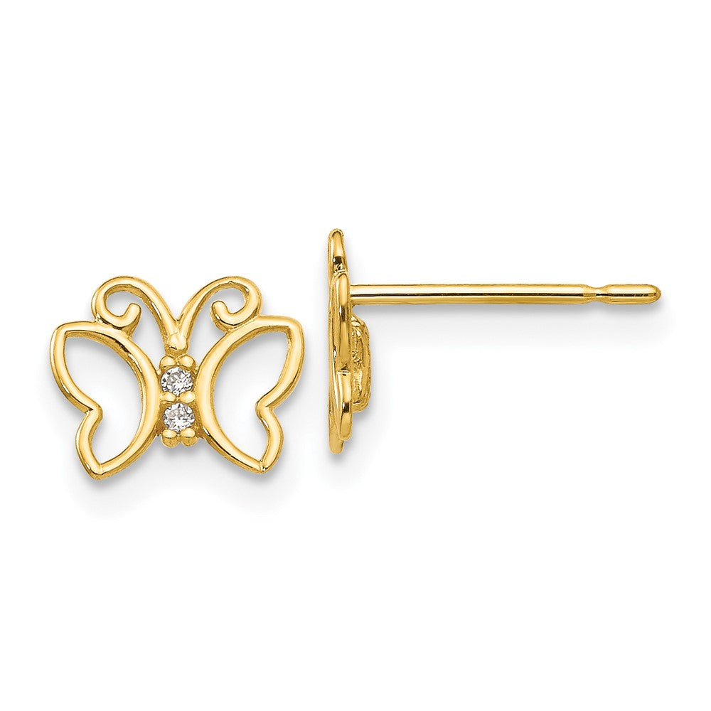 14k Madi K CZ Butterfly Childrens Post Earrings