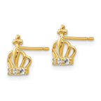 14k Madi K CZ Crown Childrens Post Earrings