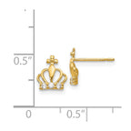 14k Madi K CZ Crown Childrens Post Earrings