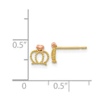 14k Yellow and Rose Gold Madi K Crown Childrens Post Earrings