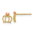 14k Yellow and Rose Gold Madi K Crown Childrens Post Earrings