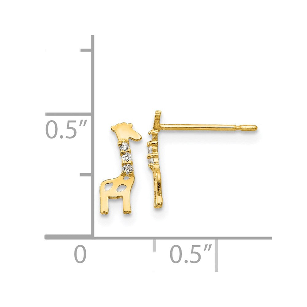 14k Madi K CZ Giraffe Childrens Post Earrings