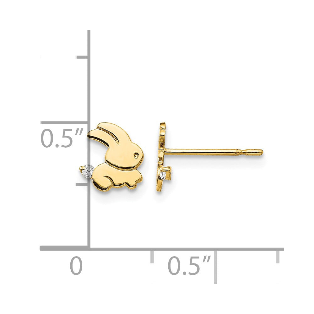 14k Madi K CZ Bunny Childrens Post Earrings