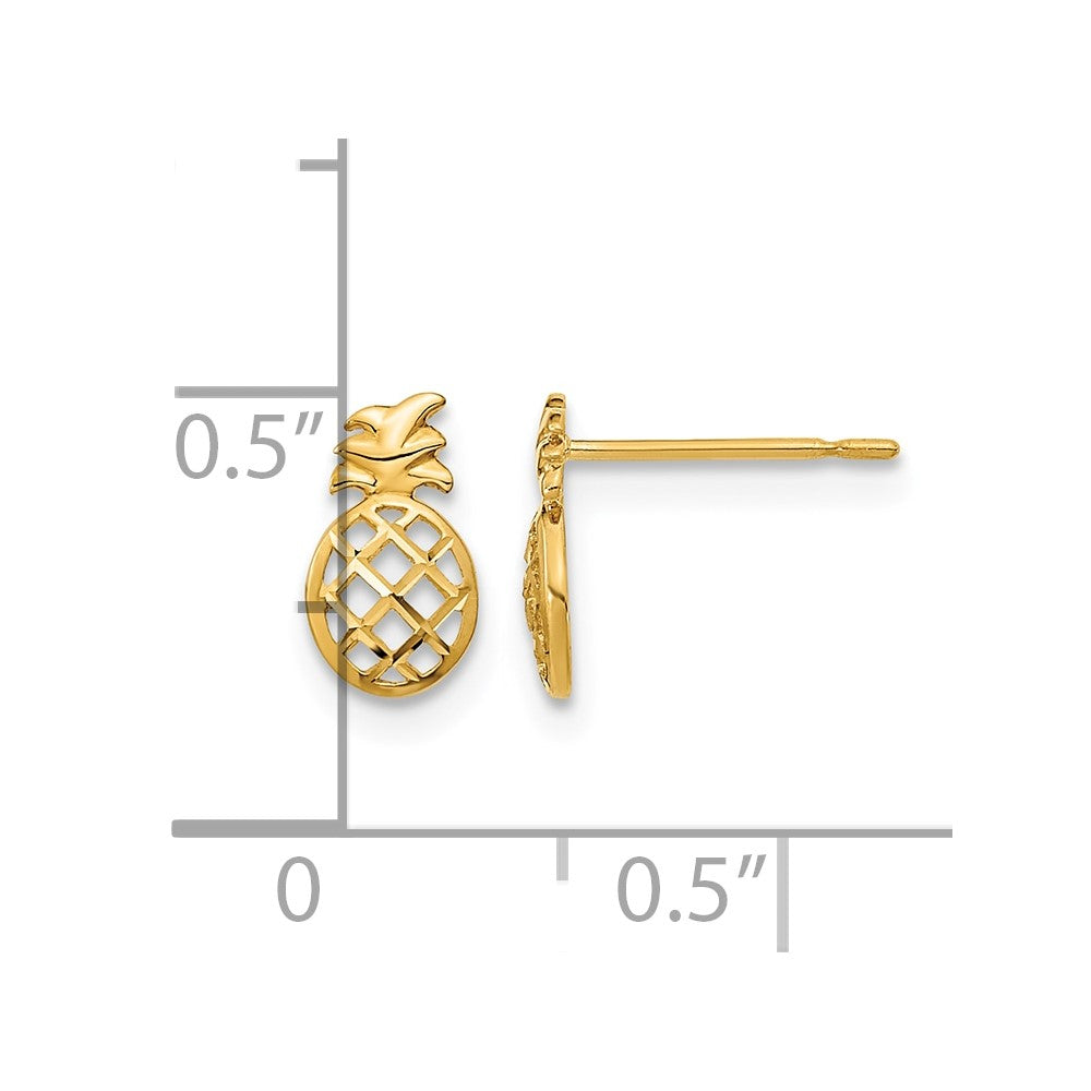 14k Madi K Diamond-cut Pineapple Childrens Post Earrings