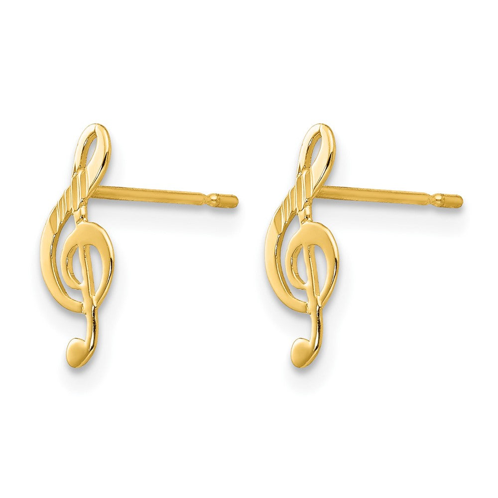 14k Madi K Diamond-cut Musical Treble Clef Childrens Post Earrings