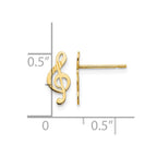 14k Madi K Diamond-cut Musical Treble Clef Childrens Post Earrings