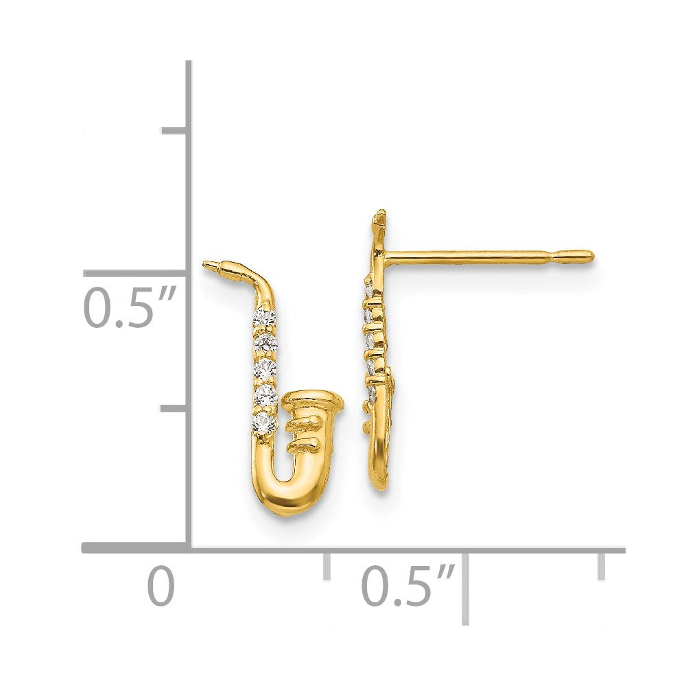 14k Madi K CZ Saxophone Childrens Post Earrings
