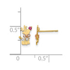 14k Yellow and Rose Gold Madi K CZ Reindeer Childrens Post Earrings