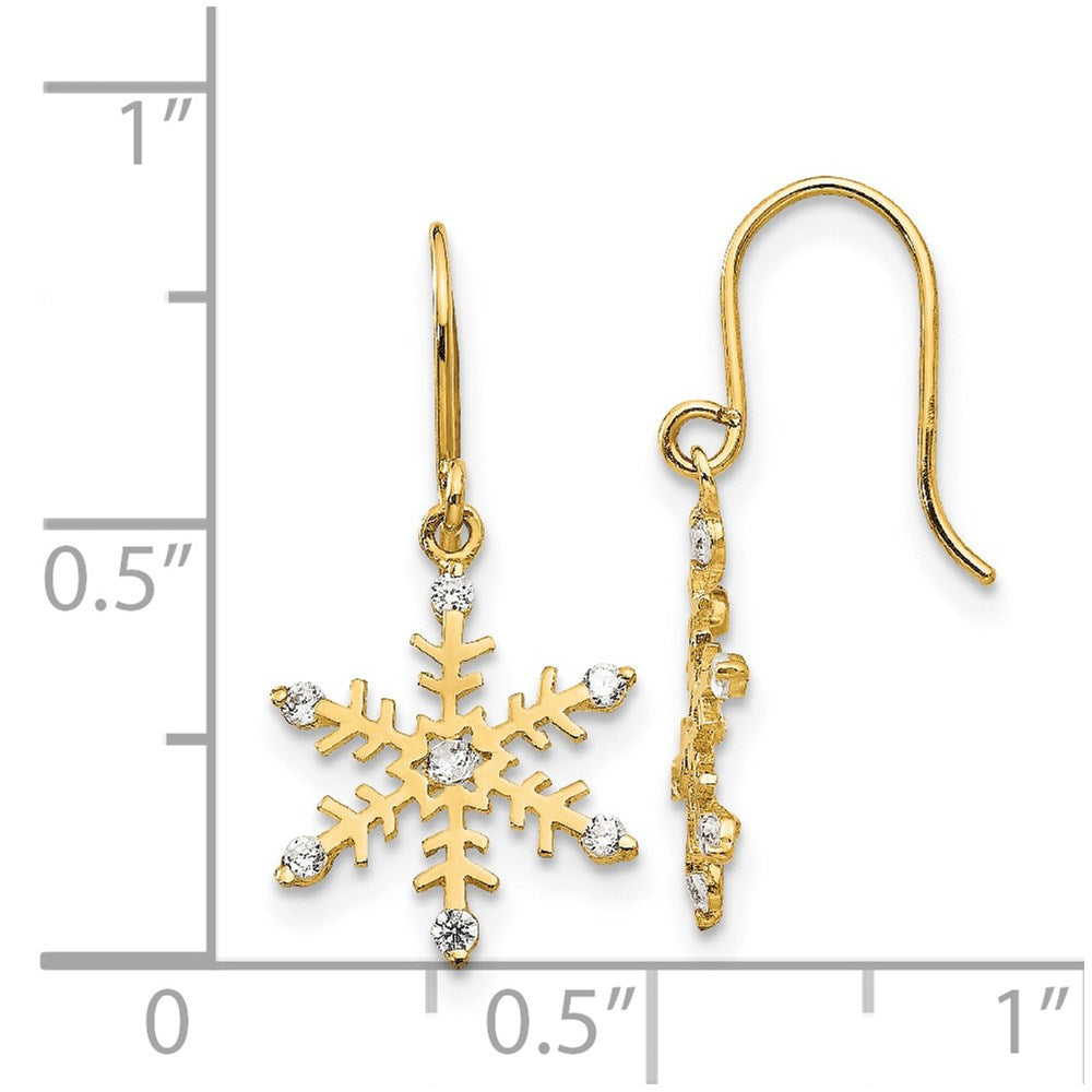 14k Madi K CZ Snowflake Dangle Childrens French Wire Earrings