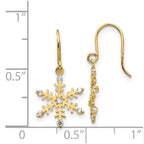 14k Madi K CZ Snowflake Dangle Childrens French Wire Earrings