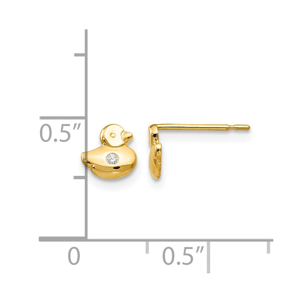 14k Madi K CZ Duck Childrens Post Earrings