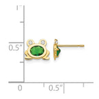 14k Madi K Green and Clear CZ Frog Childrens Post Earrings