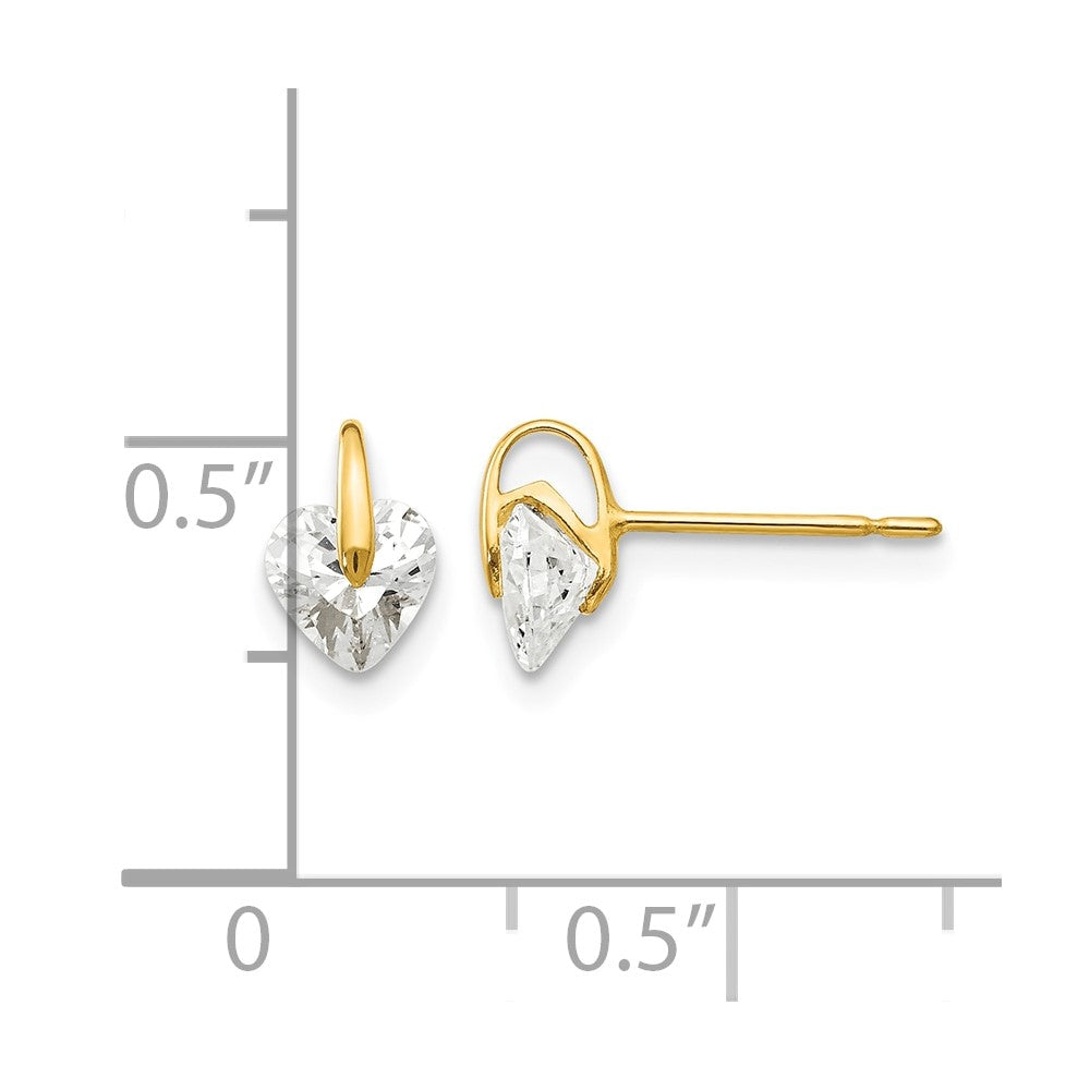 14k Madi K 5.00mm CZ Heart Childrens Post Earrings