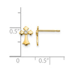 14k Madi K CZ Cross Childrens Post Earrings