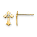 14k Madi K CZ Cross Childrens Post Earrings