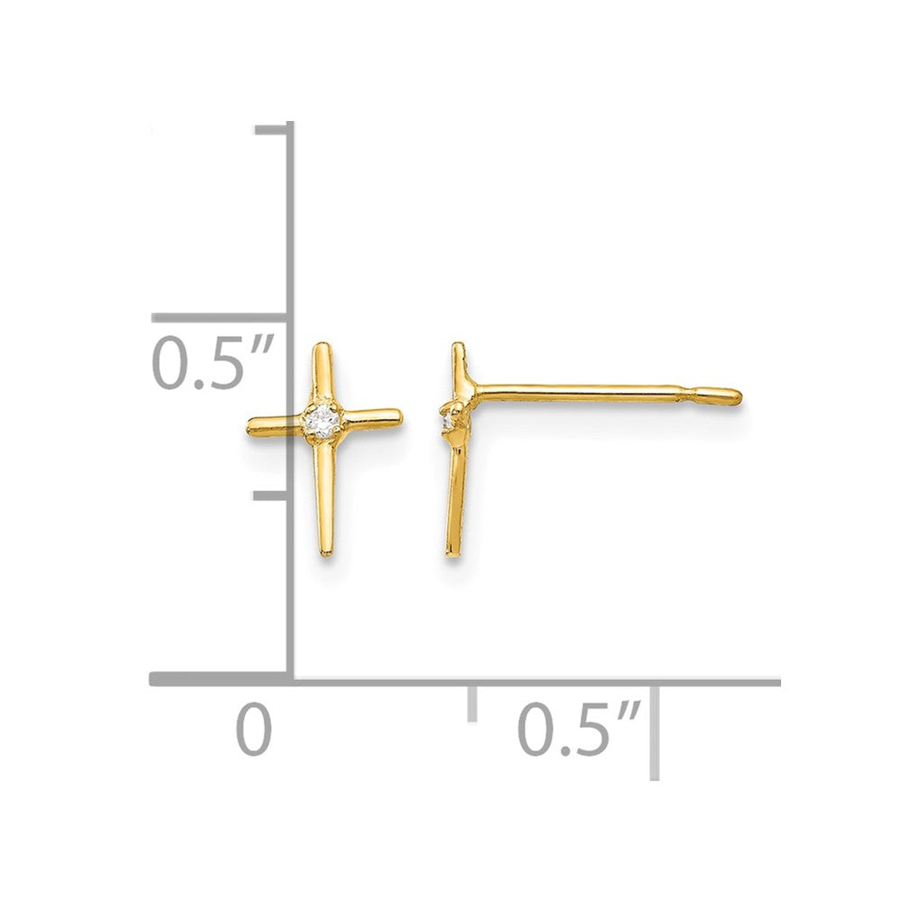 14k Madi K CZ Cross Childrens Post Earrings