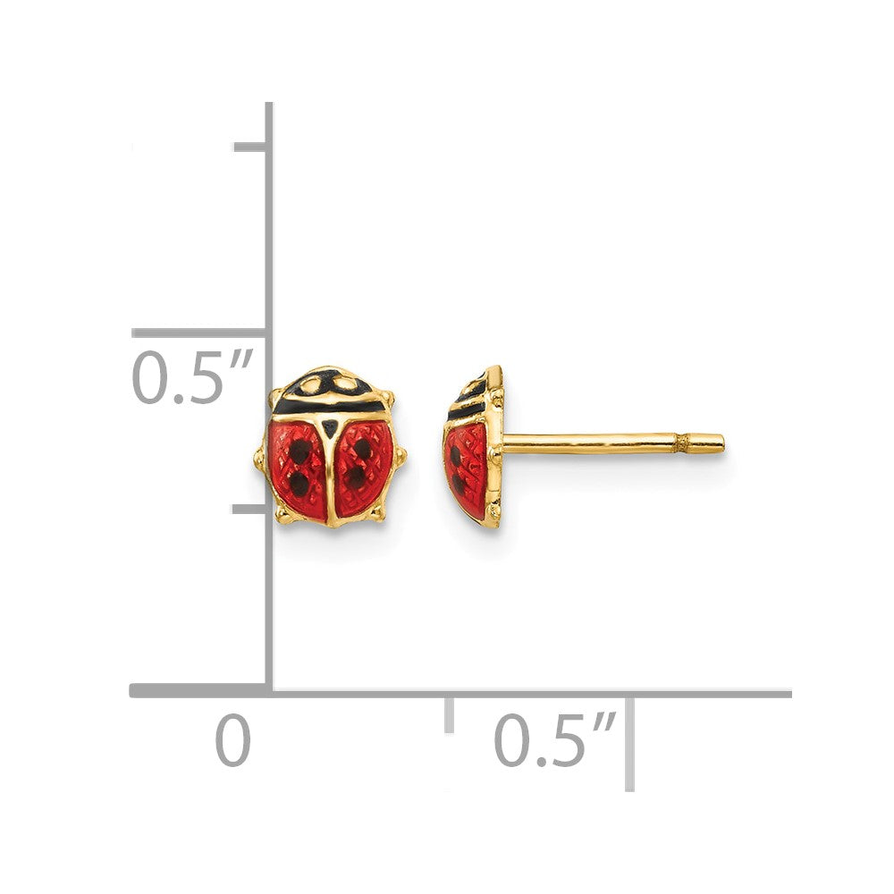 14K Madi K Small Red and Black Enamel Ladybug Post Earrings