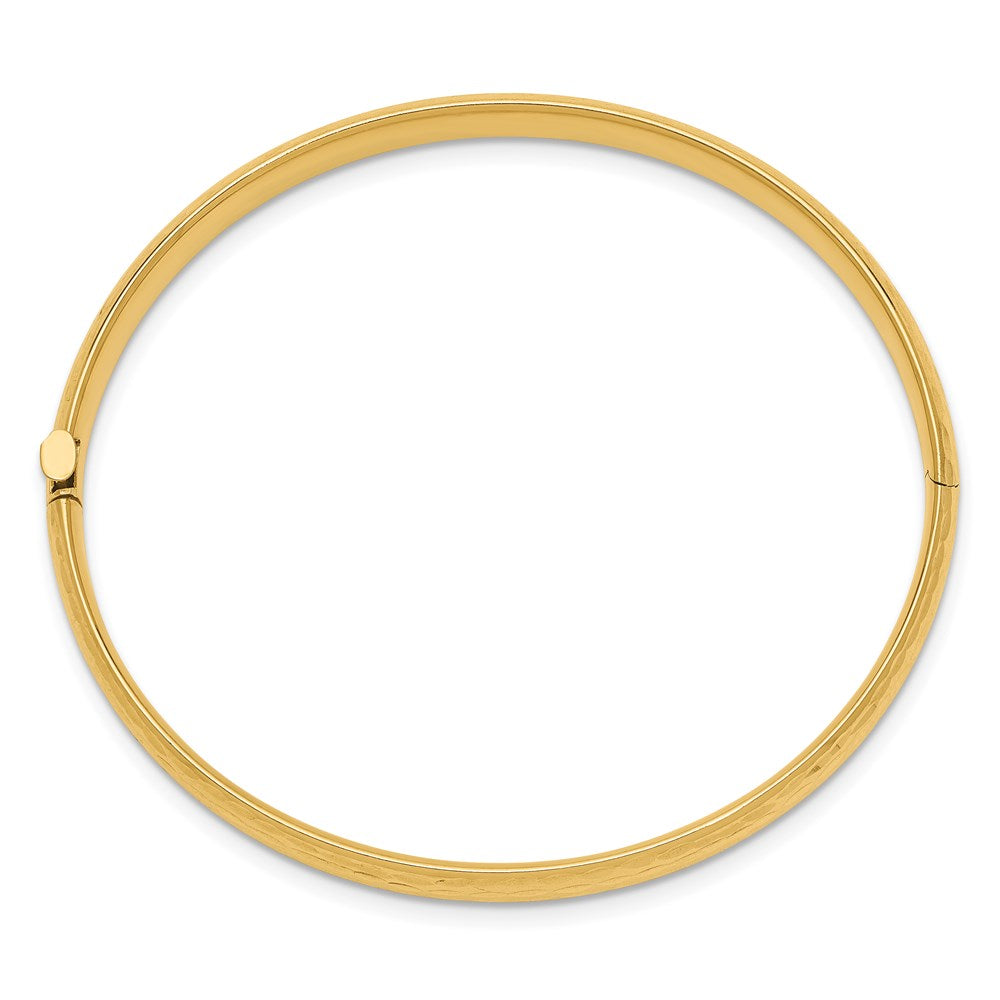 14k Madi K Kids Polished Hammered 5mm Hinged Childs Bangle