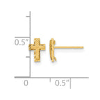 14k Madi K Satin and Polished Diamond-cut Cross Childrens Post Earrings
