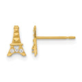 14k Madi K Kids CZ Eiffel Tower Childrens Post Earrings