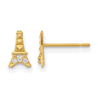 14k Madi K Kids CZ Eiffel Tower Childrens Post Earrings