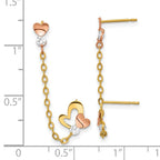 14k Madi K Two-tone CZ and Heart Double Post with Chain Single Earring