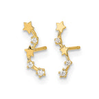 14k Madi K Curved Stars CZ Childrens Post Dangle Earrings