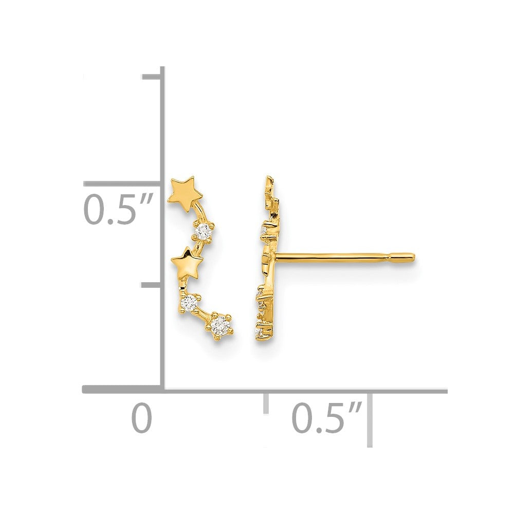14k Madi K Curved Stars CZ Childrens Post Dangle Earrings