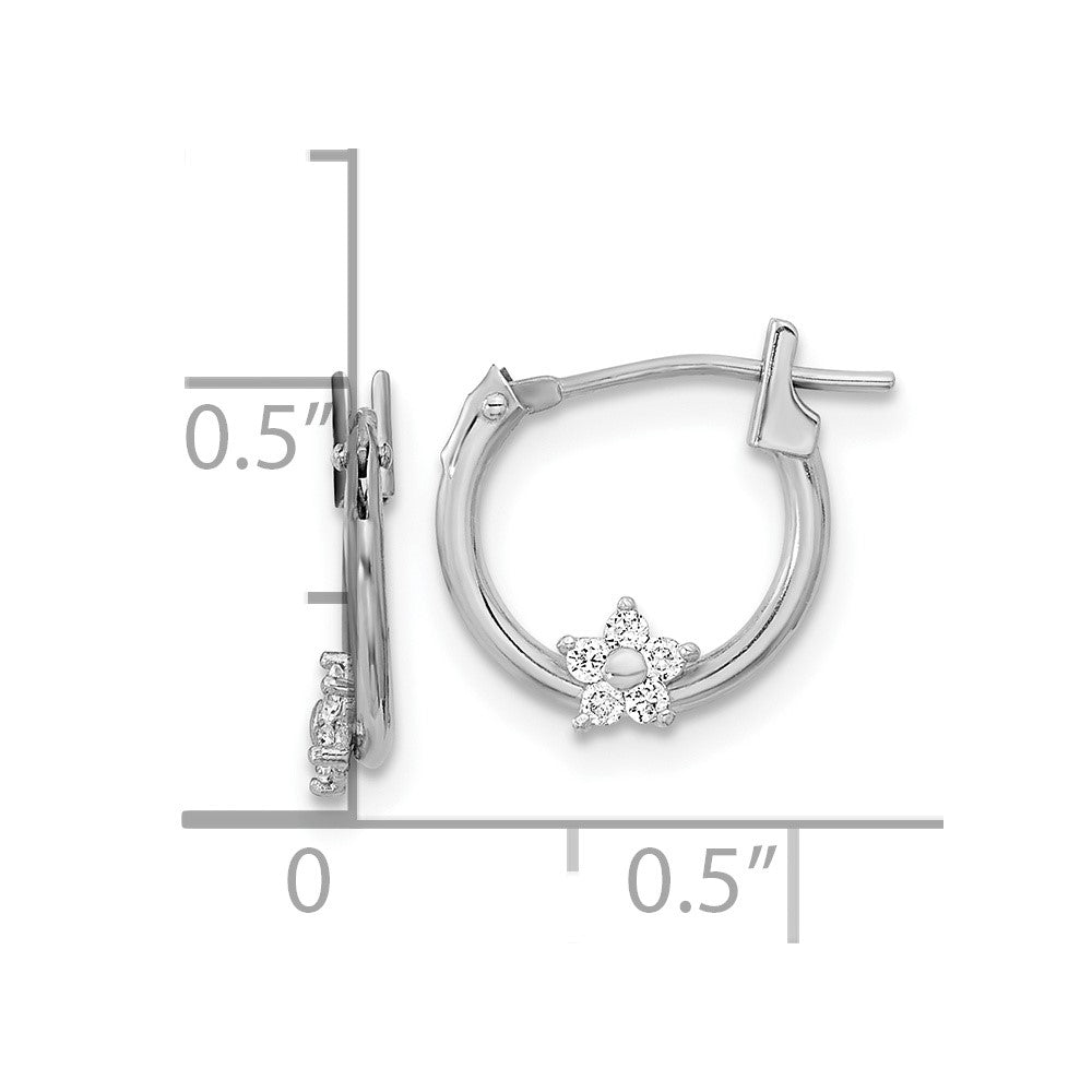 14k White Gold Madi K Polished CZ Star Hoops