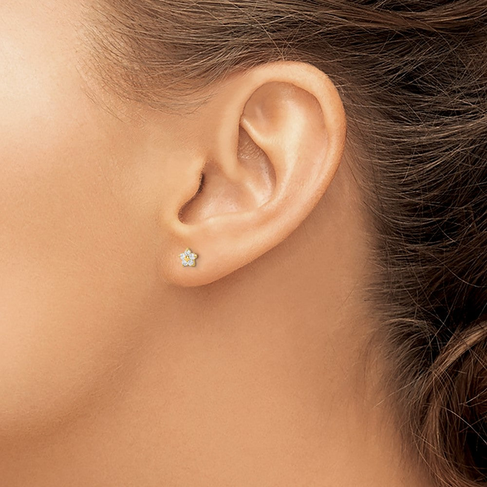 14k Madi K Kids CZ Star Childrens Post Earrings