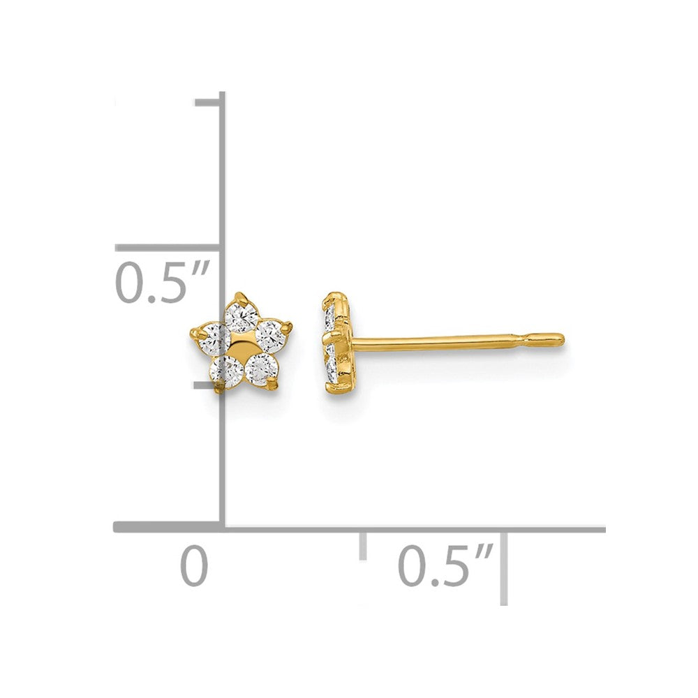 14k Madi K Kids CZ Star Childrens Post Earrings