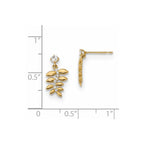 14k Madi K Kids CZ Fern Leaves Dangle Post Earrings
