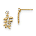 14k Madi K Kids CZ Fern Leaves Dangle Post Earrings