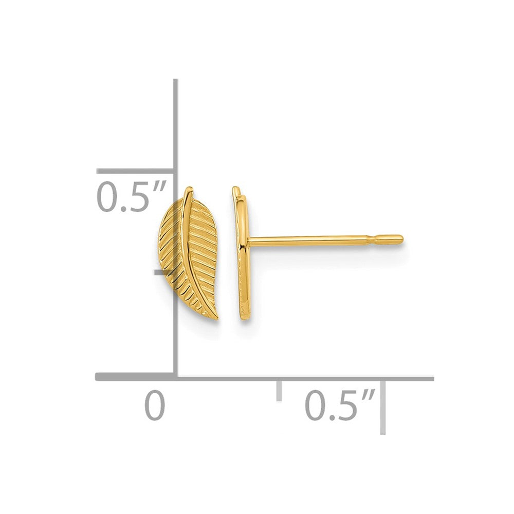 14k Madi K Kids Leaf Childrens Post Earrings