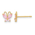 14k Madi K Kids Pink CZ Butterfly Childrens Post Earrings