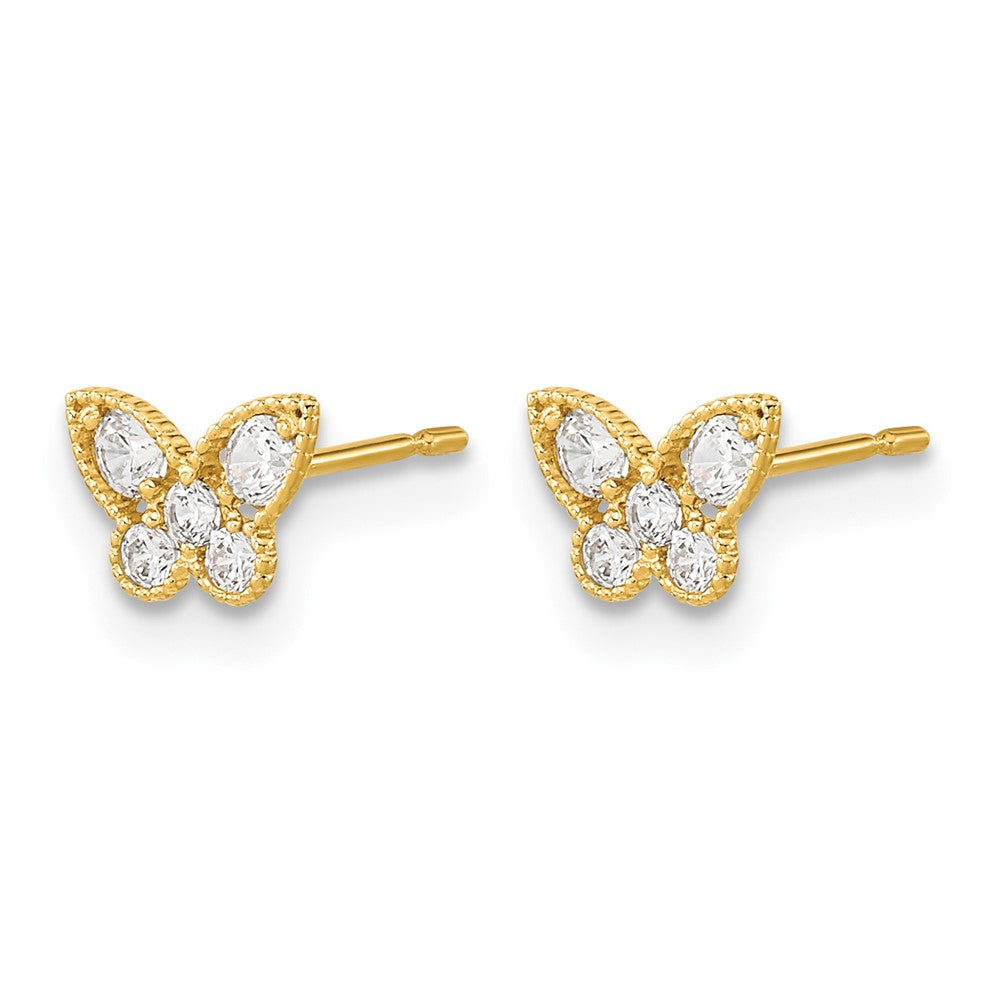 14k Madi K Kids CZ Butterfly Childrens Post Earrings