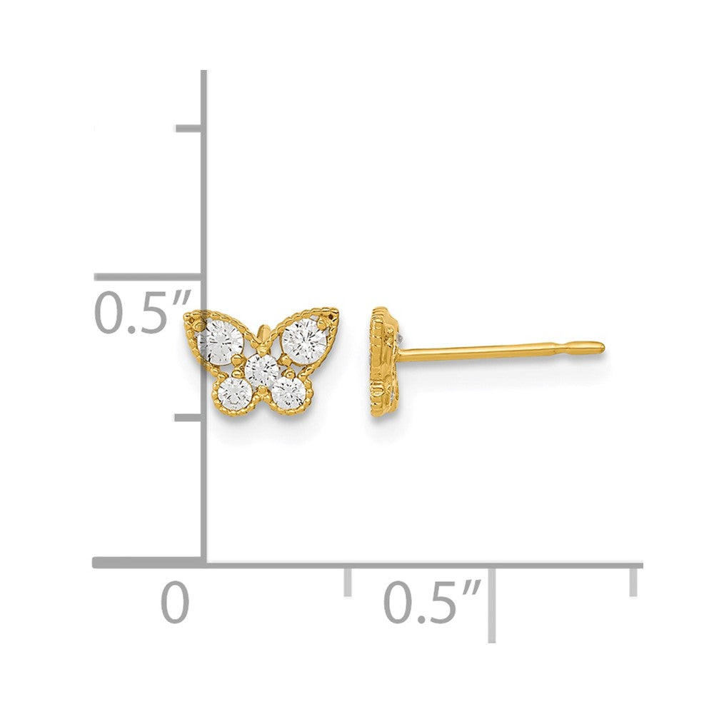 14k Madi K Kids CZ Butterfly Childrens Post Earrings